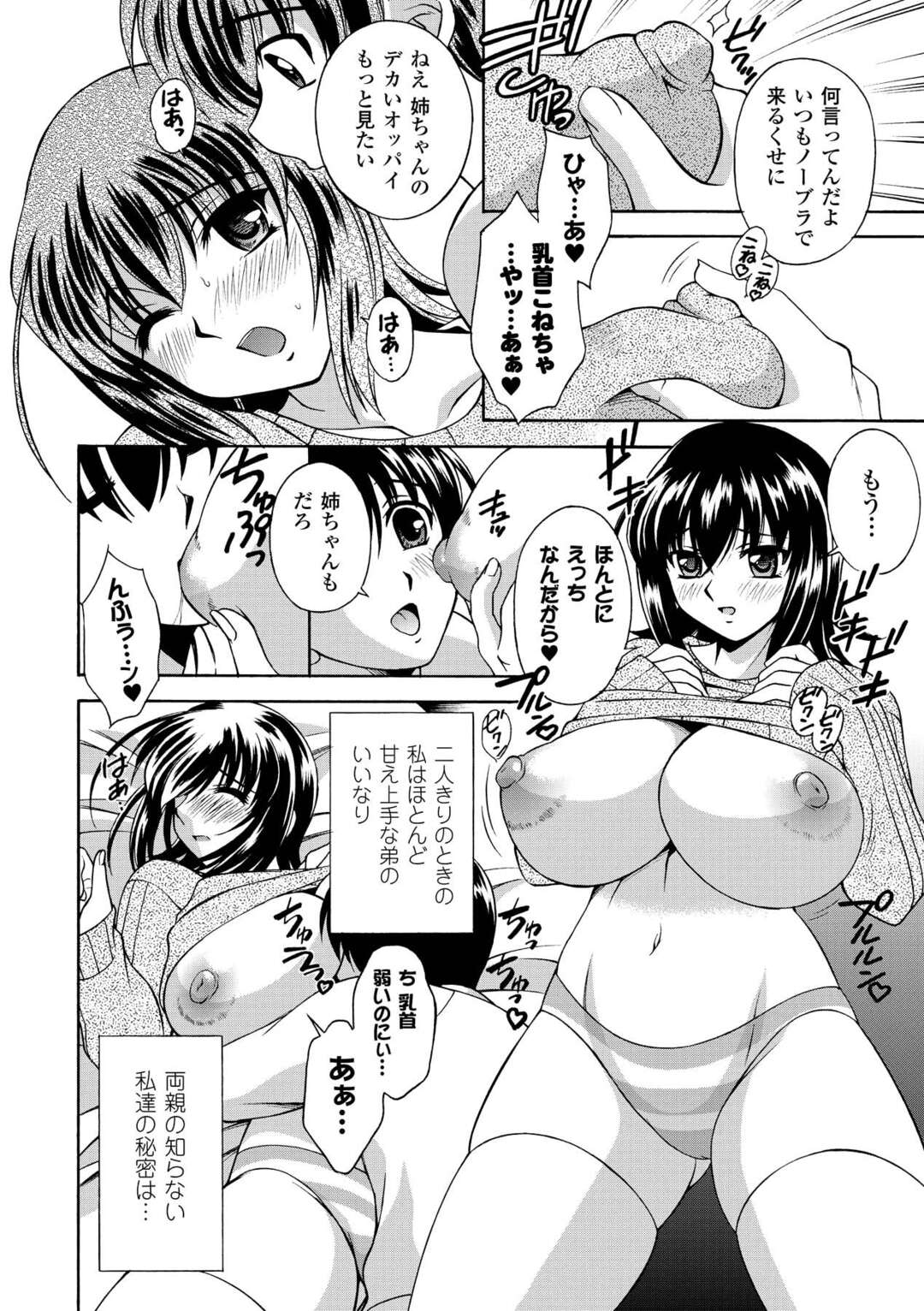 【エロ漫画】弟といつも喧嘩ばかりしている巨乳の姉…両親がいない時には弟にフェラをしていちゃラブ近親相姦で連続アクメ！【秋葉わたる：ケンカするほど仲がイイ】