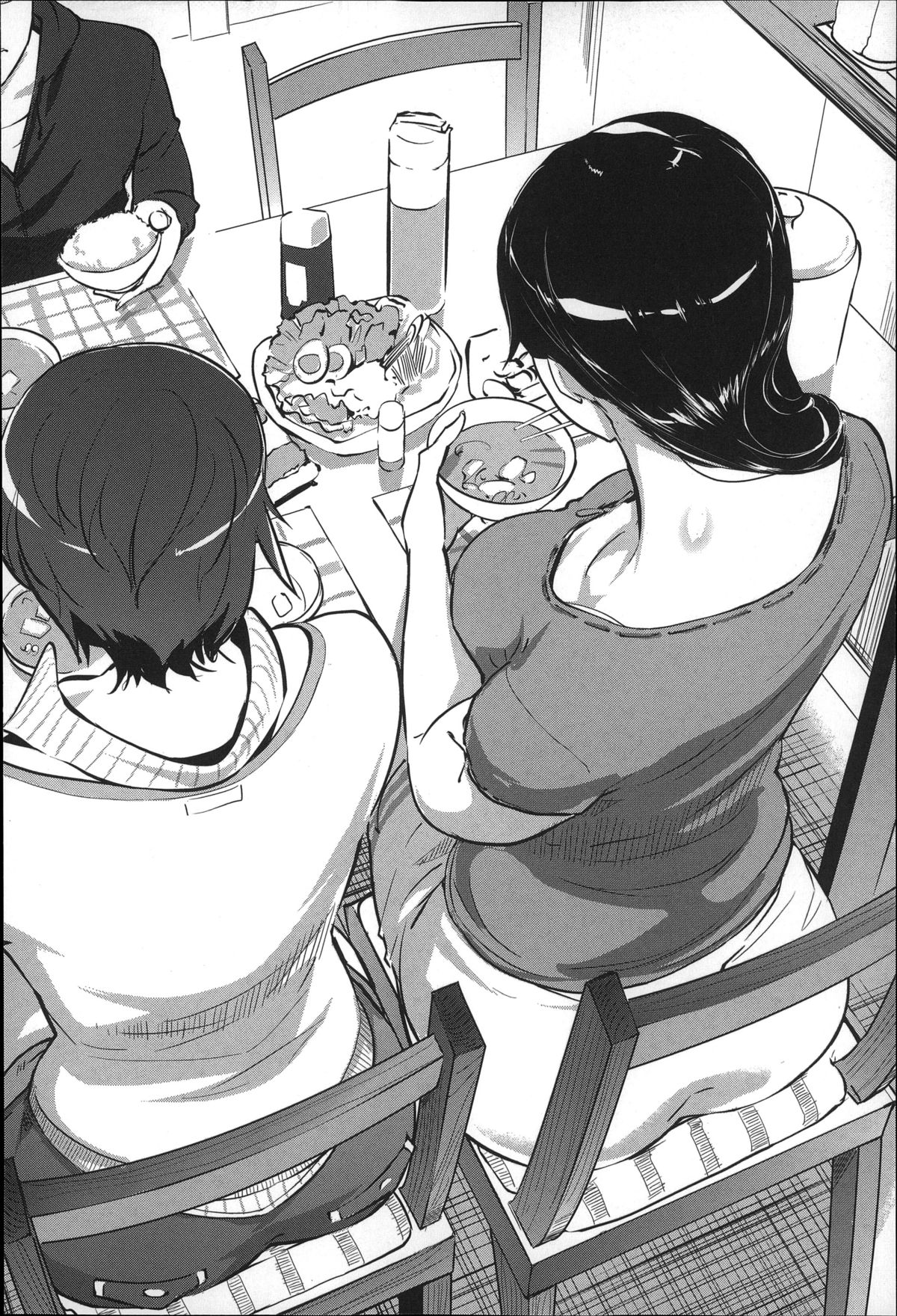 【エロ漫画】息子と近親相姦してしまった事実が息子の友達にもバレていた…ばらした息子は自分の友達を家にまで連れてきて母親に紹介。そのまま彼らに輪姦乱交レイプされて、宙吊り拘束されたまま近親相姦ファックも見せつけて腹ボテ妊娠してしまう【Clone人間：母子沼第2話】 3ページ